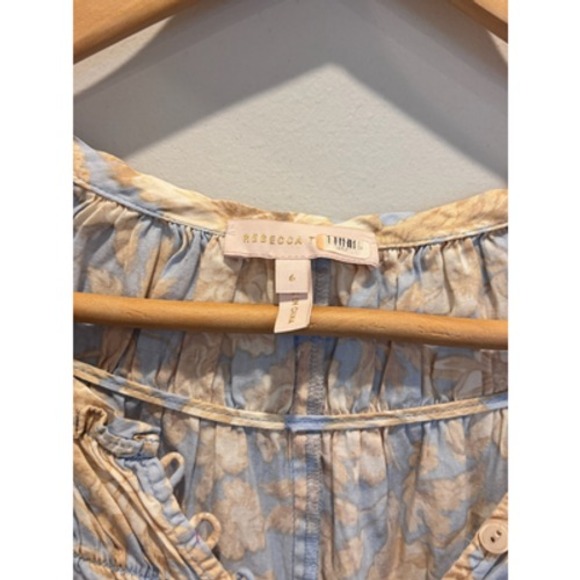 Rebecca Taylor Dress Womens 6 Floral Button Front Midi Puff Sleeve Boho‎ Chic - Picture 8 of 10